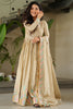 Charming Off-White Thread Embroidered Chinon Festival Wear Gown