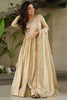 Charming Off-White Thread Embroidered Chinon Festival Wear Gown