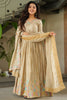Charming Off-White Thread Embroidered Chinon Festival Wear Gown