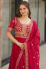Beautiful Pink Zari Embroidered Silk Festival Wear Gown With Dupatta