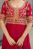 Beautiful Pink Zari Embroidered Silk Festival Wear Gown With Dupatta