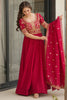 Beautiful Pink Zari Embroidered Silk Festival Wear Gown With Dupatta