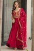 Beautiful Pink Zari Embroidered Silk Festival Wear Gown With Dupatta