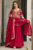 Beautiful Pink Zari Embroidered Silk Festival Wear Gown With Dupatta