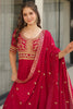 Beautiful Pink Zari Embroidered Silk Festival Wear Gown With Dupatta