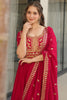 Beautiful Pink Zari Embroidered Silk Festival Wear Gown With Dupatta