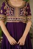 Stunning Purple Zari Embroidered Silk Engagement Wear Gown