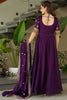 Stunning Purple Zari Embroidered Silk Engagement Wear Gown
