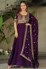 Stunning Purple Zari Embroidered Silk Engagement Wear Gown