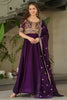 Stunning Purple Zari Embroidered Silk Engagement Wear Gown