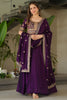 Stunning Purple Zari Embroidered Silk Engagement Wear Gown