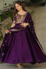 Stunning Purple Zari Embroidered Silk Engagement Wear Gown