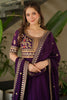 Stunning Purple Zari Embroidered Silk Engagement Wear Gown