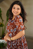Ravishing Brown Floral Printed Georgette Casual Wear Dress