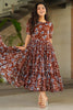 Ravishing Brown Floral Printed Georgette Casual Wear Dress