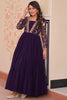 Tantalizing Purple Georgette Sequins Wedding Anarkali Gown