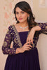 Tantalizing Purple Georgette Sequins Wedding Anarkali Gown