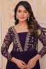 Tantalizing Purple Georgette Sequins Wedding Anarkali Gown