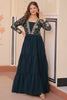 Glamorous Rama Green Sequins Georgette Event Wear Gown