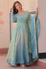Delightful Blue Sequins Organza Function Wear Gown With Dupatta