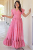 Dazzling Pink Color Printed Georgette Festival Wear Gown