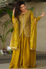 Bewitching Mehendi Green Beads Work Silk Sharara Suit With Dupatta