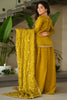 Bewitching Mehendi Green Beads Work Silk Sharara Suit With Dupatta