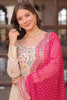 Astonishing Off-White Zari Weaving Silk Event Wear Gown With Dupatta