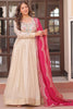 Astonishing Off-White Zari Weaving Silk Event Wear Gown With Dupatta
