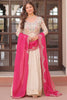 Astonishing Off-White Zari Weaving Silk Event Wear Gown With Dupatta