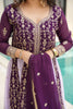 Wonderful Wine Sequins Georgette Reception Wear Gown With Dupatta