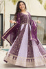 Wonderful Wine Sequins Georgette Reception Wear Gown With Dupatta