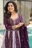 Wonderful Wine Sequins Georgette Reception Wear Gown With Dupatta