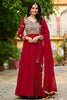 Charming Maroon Sequins Georgette Festival Wear Gown With Dupatta