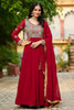 Charming Maroon Sequins Georgette Festival Wear Gown With Dupatta