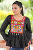 Ravishing Black Kutchi Work Cotton Traditional Kediya Style Kurti