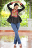 Ravishing Black Kutchi Work Cotton Traditional Kediya Style Kurti