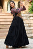 Captivating Black Gamthi Work Rayon Navratri Wear Gown