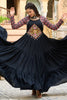 Captivating Black Gamthi Work Rayon Navratri Wear Gown