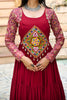 Fascinating Red Gamthi Work Rayon Navratri Special Gown