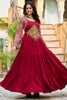 Fascinating Red Gamthi Work Rayon Navratri Special Gown