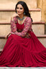 Fascinating Red Gamthi Work Rayon Navratri Special Gown