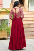 Fascinating Red Gamthi Work Rayon Navratri Special Gown