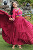 Pleasant Maroon Gamthi Work Rayon Festival Wear Gown