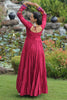 Pleasant Maroon Gamthi Work Rayon Festival Wear Gown