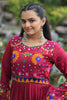 Pleasant Maroon Gamthi Work Rayon Festival Wear Gown