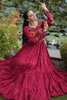 Pleasant Maroon Gamthi Work Rayon Festival Wear Gown