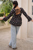 Tantalizing Maroon Patch Work Cotton Navratri Wear Peplum Top