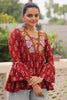 Alluring Maroon Kutchi Work Cotton Festival Wear Peplum Top