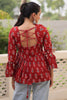 Alluring Maroon Kutchi Work Cotton Festival Wear Peplum Top